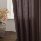 Nanspring Coffee Linen Boho Curtains for Bedroom Back Tab Rod Pocket Semi Sheer Linen Curtains 90 Inches Long 2 Panel Set Light Filtering Neutral Farmhouse Lightweight Drapes for Living Room 52x90