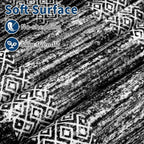 GarveeHome Large Washable Rug 9x12 Modern Geometric Non Slip, Distressed Bordered Printed Rug, Soft Non Shedding Indoor Carpet, Low Pile Thin Foldable Mats for Open Spaces Offices, Black