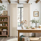 Linen Curtains 63 Inch Length for Living Room Modern Farmhouse Decor Light Filtering Semi Sheer Curtain Back Tab Neutral Luxury Rustic Burlap Coastal Drapes for Bedroom Office 52x63, 2 Panels