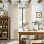 Nanspring Linen Curtains 84 Inch Length 2 Panels Set for Living Room Farmhouse Decor Light Filtering Semi Sheer Curtain Back Tab and Rod Pocket Neutral Luxury Rustic Coastal Drapes for Bedroom 52x84