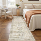 Rug Runners for Hallways Non Slip - 2x8 Runner Rug for Bedroom, Washable Runner with Rubber Backing, Soft Low-Pile Carpet for Kitchen, Laundry, Bathroom (2'x8', Grey/Yellow)