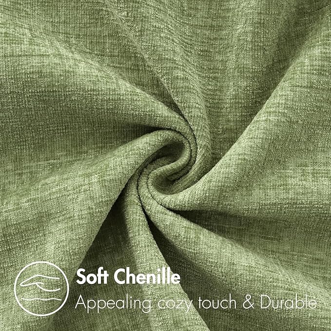 MIULEE Pack of 2 Couch Throw Pillow Covers 12x24 Inch Spring Soft Sage Green Chenille Lumbar Pillow Covers for Sofa Living Room Solid Dyed Cases