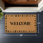 Barnyard Designs Natural Coco Coir Non-Slip Doormat (17x30, Welcome Paws)