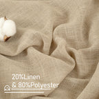 LAMIT 102 Inch Length Light Filtering Sheer Linen Curtains, 52 x 102 Inch