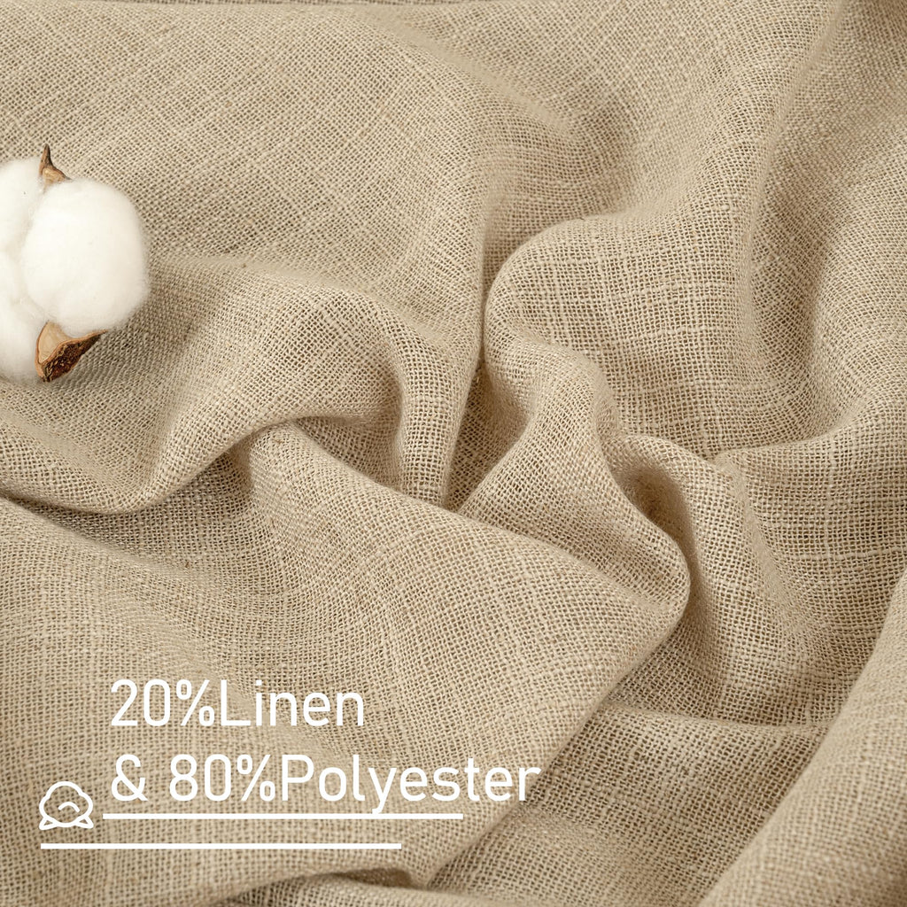 LAMIT Brown Linen Curtains 84 inches for Bedroom, Linen Textured Panels