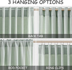 Nanspring Aqua Green Linen Curtains 102 Inches Long Rod Pocket Back Tab Drapes 2 Panels Set for Living Room Bedroom Light Filtering Semi Sheer Aqua Green Curtain 102 Length for Patio Door 52x102