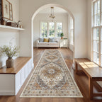 Madane Hallway Runner Rug 2'6''x10' Kitchen Runners Vintage, Turmeric/Grey