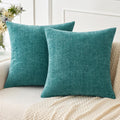 MIULEE Soft Chenille Throw Pillow Covers Teal 18x18 Inch Pack of 2