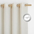 NICETOWN Natural Linen Curtains Flax Texture for Bedroom, Rustic Grommet Top Linen Blend Semi Sheer Privacy Added Window Treatments Light Filtering for Living Room, 55" W x 63" L, Set of 2