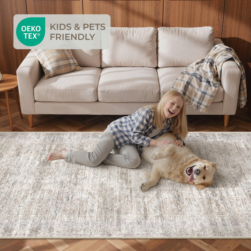 Restydon 2x12 Runner Rug Non Slip,Washable Hallway Runner Rug,Taupe
