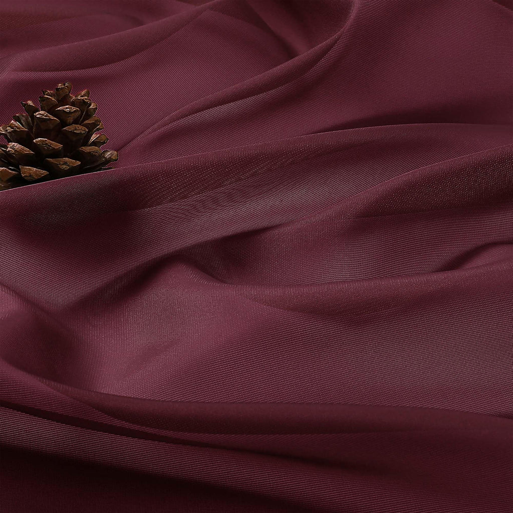OWENIE Sheer Curtains 2 Panels Set for Bedroom Living Room, Soft Solid Rod Pocket Light Filtering Window Treatment, 2Pcs Each 59" W x 96" L, Burgundy Wine