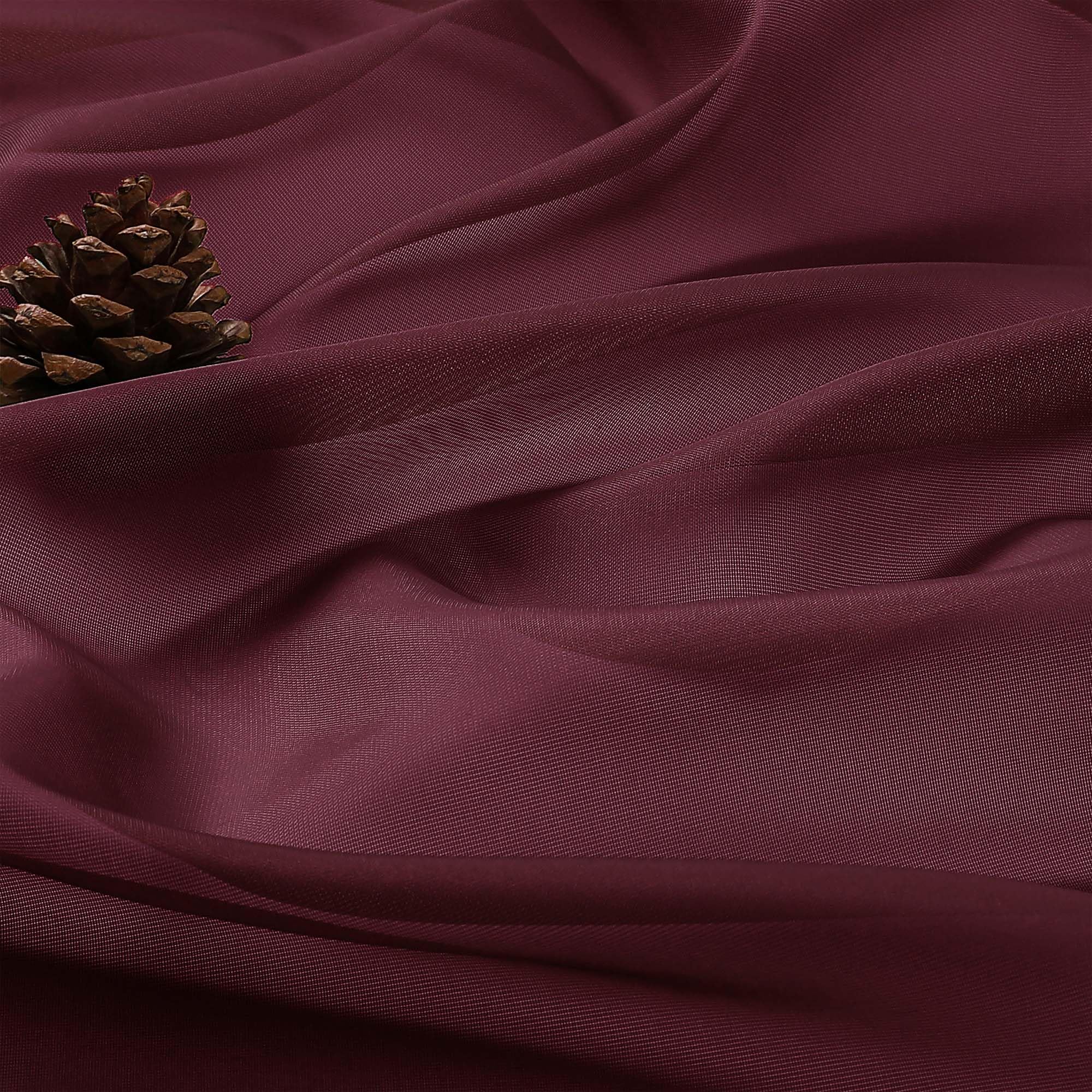 OWENIE Sheer Curtains 2 Panels Set for Bedroom Living Room, Soft Solid Rod Pocket Light Filtering Window Treatment, 2Pcs Each 59" W x 96" L, Burgundy Wine