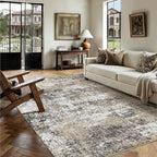 PureCozy 5x7 Abstract Area Rug Brown Washable Non Slip Living Room Carpet Modern Neutral Low Pile Ultra Soft Bedroom Throw Rug Contemporary Indoor for Kitchen Office Laundry Dining Room Bathroom