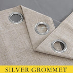 NICETOWN Oatmeal Vintage Open Linen Weave Flax Thermal Curtains, 100% Blackout Curtains 95" Long for Dining Room, Soundproof Window Treatment Drapes for Home Office, 62" Wide Per Panel, Set of 2