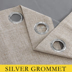 NICETOWN Oatmeal Vintage Open Linen Weave Flax Thermal Curtains, 100% Blackout Curtains 84" Long for Dining Room, Soundproof Window Treatment Drapes for Dining Room, 62" Wide Per Panel, Set of 2
