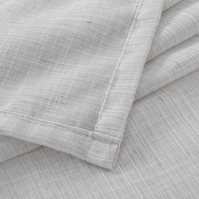 BGment Light Grey Linen Curtains 63 Inches Long for Bedroom Windows, Sheer Drapes Lightweight Rustic Country Textured for Farmhouse Living Room Decor Rod Pocket, 2 Panels Set, Each 42 Inch Wide