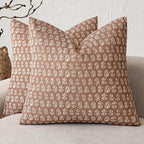 Foindtower Set of 2 Decorative Neutral Floral Print Throw Pillow Covers Vintage Farmhouse Cushion Covers Boho Home Decor for Sofa Chair Couch Bedroom Living Room,18×18 Inch,Light Orange Brown