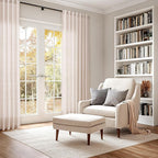Nanspring Natural White Linen Curtains 96 Inches Long for Living Room Light Filtering Neutral Farmhouse Decor Curtains Back Tab and Rod Pocket Privacy Sheer Curtain for Bedroom 52x96, 2 Panels