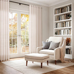 Nanspring Natural White Linen Curtains 84 Inch Length for Living Room Burlap Light Filtering Semi Sheer Curtain Back Tab Neutral Farmhouse Privacy Drapes for Bedroom Office 52x84, 2 Panels
