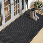 Smiry Front Door Mat Outside Entrance, Heavy Duty Natural Rubber Doormat, Non Slip, Trap Dirt and Moisture, Easy Clean, Low Profile Welcome Floor Mats for Indoor Outdoor Entry, 71x23 Inch, Black