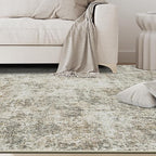 6x9 Area Rugs for Living Room Rug Washable: Abstract Rug for Dining Room Bedroom Carpet Non Slip 6 by 9 Indoor Modern Nursery Home Office Beige Brown
