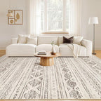 Nakagishi 7x9 Area Rug Living Room: Washable Boho Large Neutral Soft Farmhouse Modern Rugs Stain Resistant Moroccan Non-Slip Indoor Carpet for Bedroom Nursery Kids Office Dining Room- Dark Brown