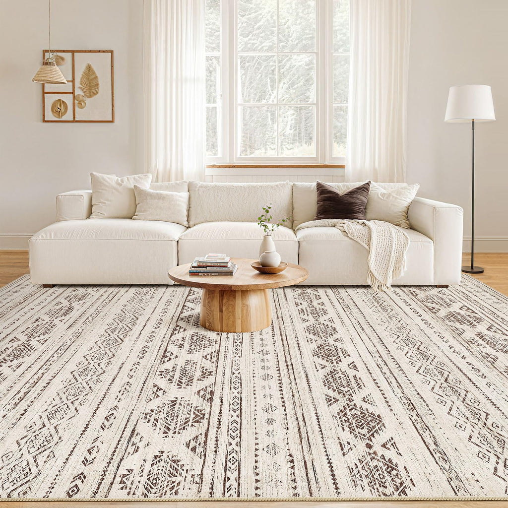 Nakagishi Boho 10x12 Area Rug Living Room Rugs Machine Washable Dark Brown