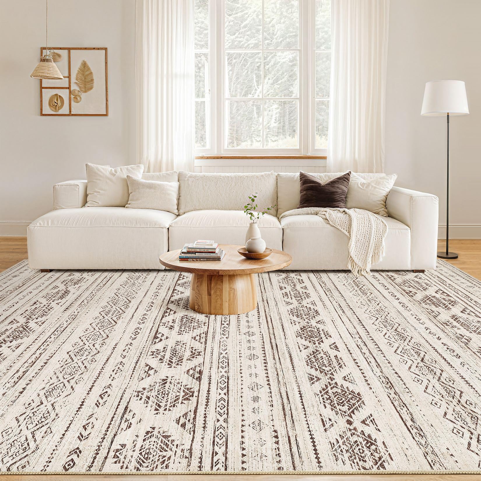 Nakagishi Boho 10x12 Area Rug Living Room Rugs Machine Washable Dark Brown