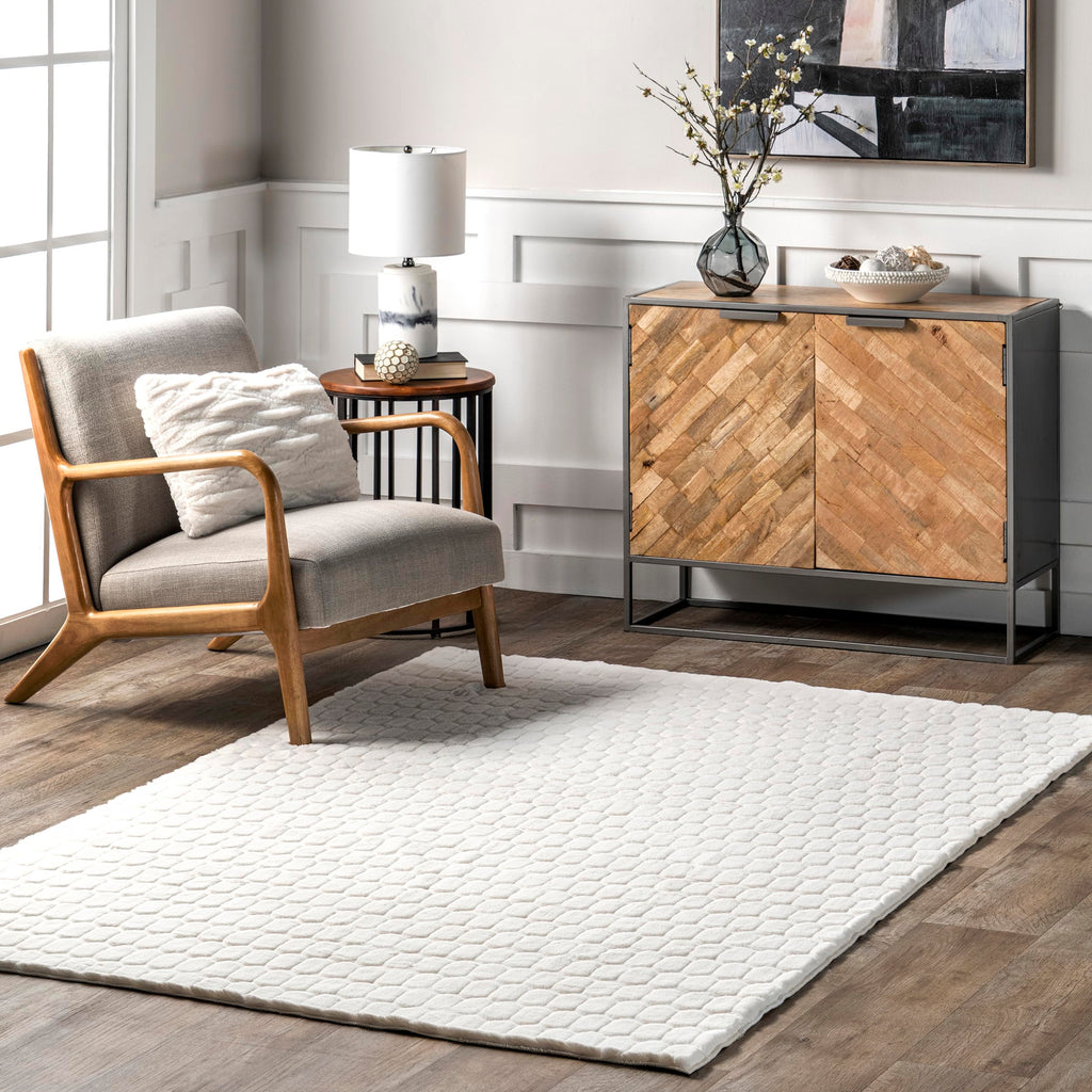 nuLOOM Nia White Geometric Washable Area Rug, 2' x 3'