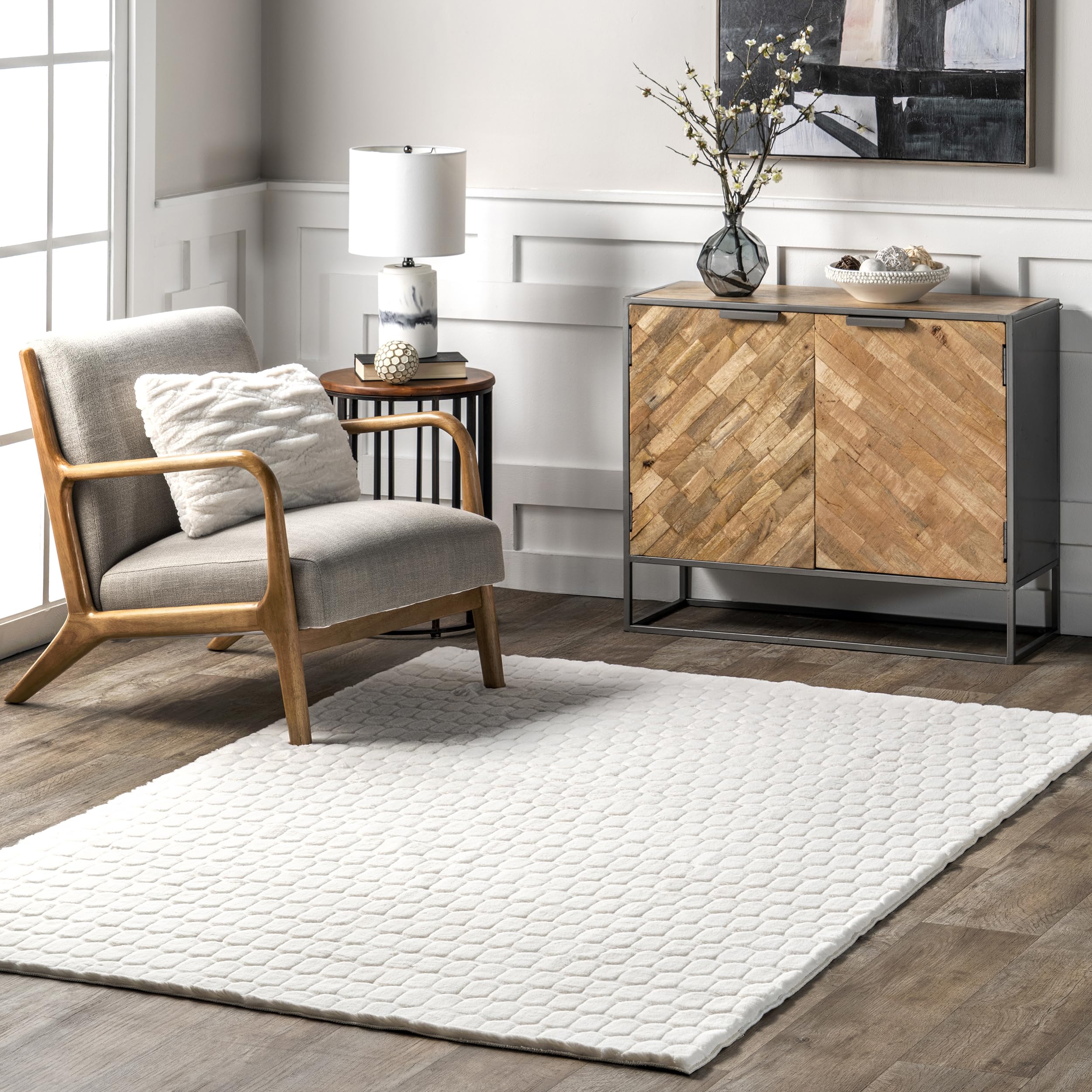 nuLOOM Nia White Geometric Washable Area Rug, 2' x 3'