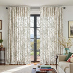 jinchan Linen Floral Curtains 100 Inch Extra Wide for Patio Sliding Glass Door Room Divider Curtain for Living Room 108 Inch Length Farmhouse Peony Green Printed Curtain Set 1 Panel