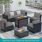 14Pcs Stretch Patio Cushion Covers,Outdoor Couch Covers Replacement,Outdoor Couch & Sofa Slipcovers,for Patio Furniture Cushion Covers,Washable Reusable Furniture Protector (Grey,Cover Only)