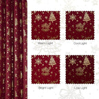 NICETOWN 2 Panels Christmas Red Curtains 52 x 84 Inch, Gold Foil Printed Rod Pocket Drapes, Xmas Theme Window Treatment for Holiday Home Decor, Set of 2 Christmas Style Curtain Panels