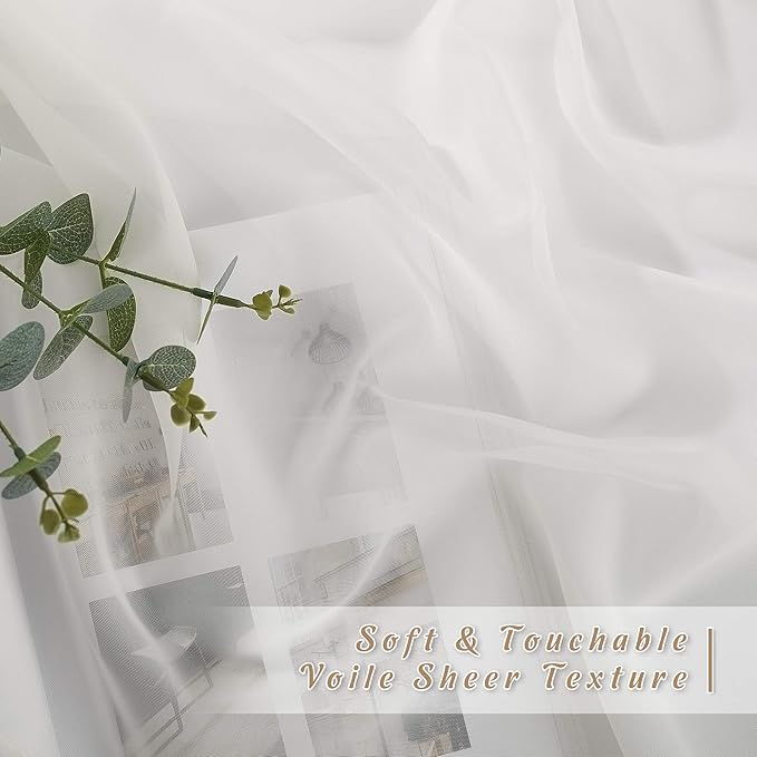 NICETOWN Voile Sheer Curtains for Bedroom Windows, Grommet Top Elegant Lightweight Window Drapes Airy Panels for Living Room/Home Office, Beige, Set of 2, W70 x L96