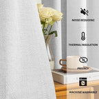 Yakamok White Linen Textured Curtains 72 Inches Long for Living Room
