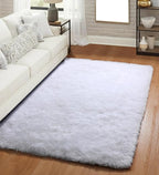 ONASAR White Rugs for Bedroom, 3x5 Fluffy Shaggy Bedside Area Rug, Soft Plush Shag Small Floor Carpet for Preppy Dorm Nursery Living Room Teen Kids Girls Boys Baby Toddler Indoor Home Decor