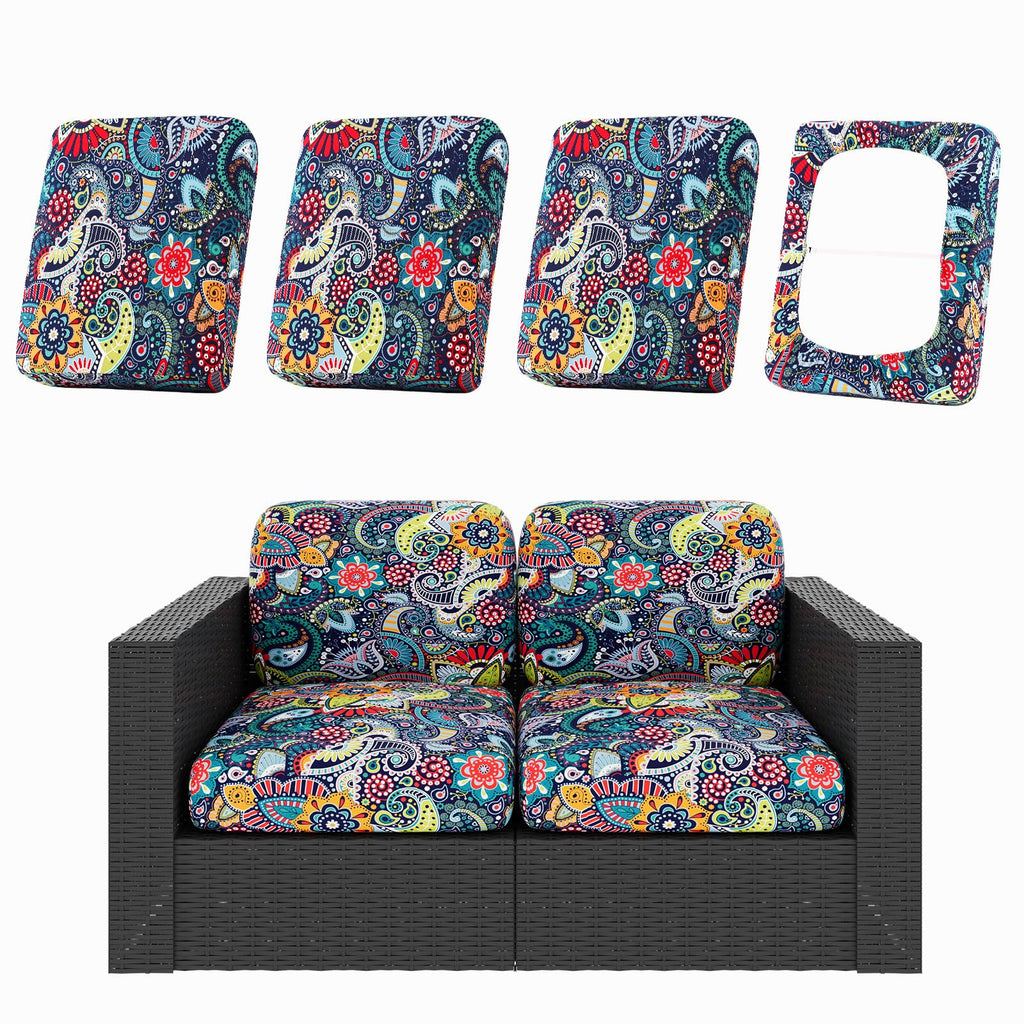 hyha 4Pcs Patio Cushion Covers, Stretch Outdoor Couch Cushion Covers