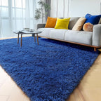 ONASAR Navy Area Rugs for Bedroom Living Room, 4x6 Blue Fluffy Indoor Bedside Floor Rug, Ultra Soft Plush Furry Fuzzy Shaggy Carpet for Nursery Kids Boys Teen Dorm Home Decor Aesthetic