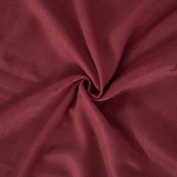 BGment Burgundy Linen Kitchen Curtains 40 Inch Length, Short Semi Sheer Drapes with Rod Pocket for Cafe Bathroom Over Sink Windows Lightweight, 2 Panels Set, Each 42 Inch Wide