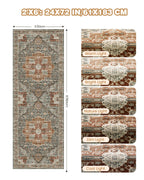 Restydon Runner Rug 2x6, Non Slip Washable Rugs for Hallways,Grey/Brown/Tan