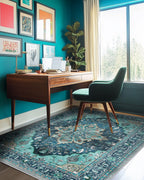 RELEANY Washable Area Rug, 5'x8', Teal