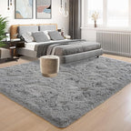 Tepook Area Rugs 9x12 for Living Room, Super Soft Fluffy Rugs for Bedroom, Modern Shaggy Rug Fuzzy Carpets for Kids, Plush Indoor Nursery Home Decor Rug with Non-Slip Bottom, Grey