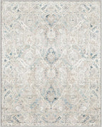 8x10 Area Rugs for Living Room, Machine Washable Non Slip Vintage Retro Rugs, Low Pile Lightweight Chenille Print Indoor Rug for Bedroom, Dining Room, Home Office(Grey/Blue/TAN/Teal/Green)