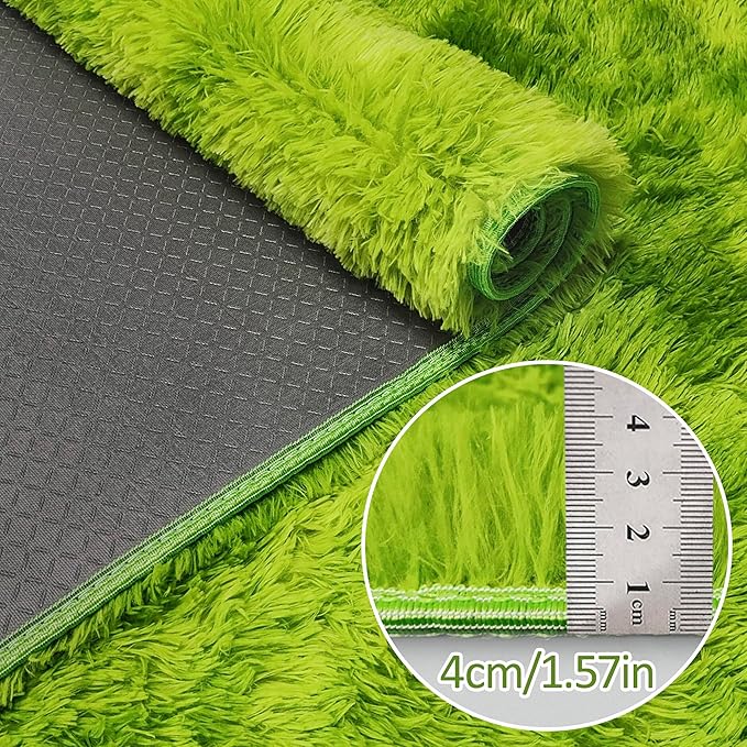 Tie-Dyed Runner Rug for Bedroom Green 2x5ft Fluffy Area Rug Bedside Runner Rug for Kids Room Boys Teens Nursery Baby Living Room Dorm Home Decor Carpets
