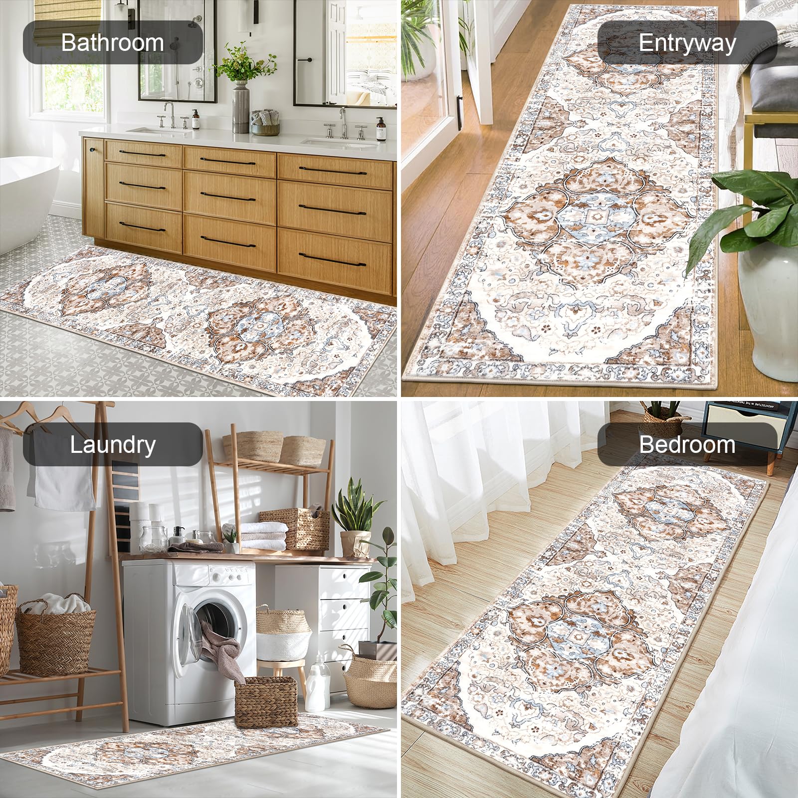 HEBE Hallway Runner Rug 2'x6', Washable Non Slip Kitchen Rug Runner