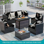 14Pcs Stretch Patio Cushion Covers,Outdoor Couch Covers Replacement,Outdoor Couch & Sofa Slipcovers,for Patio Furniture Cushion Cover,Washable Reusable Furniture Protector (Coconut Ttrees,Cover Only)