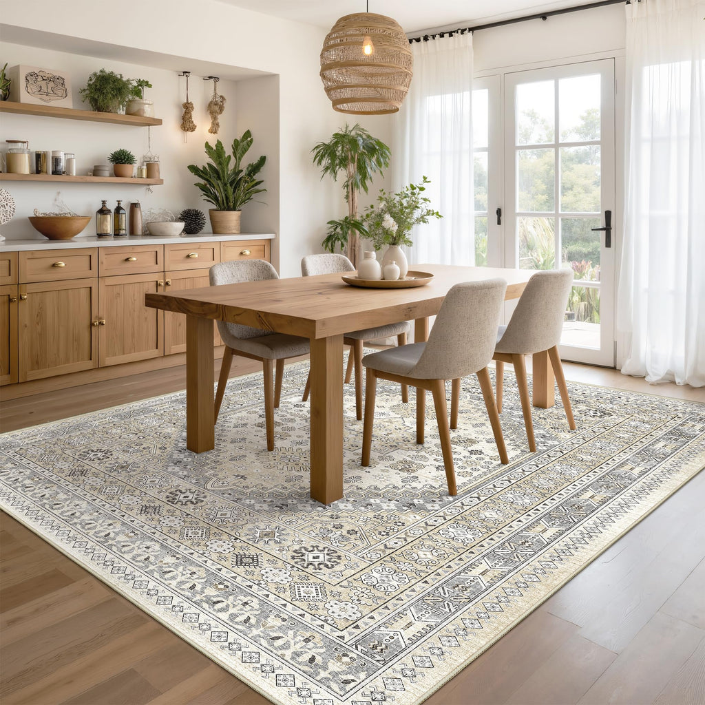Restydon Area Rugs 5x7 Washable Rugs for Living Room, Beige