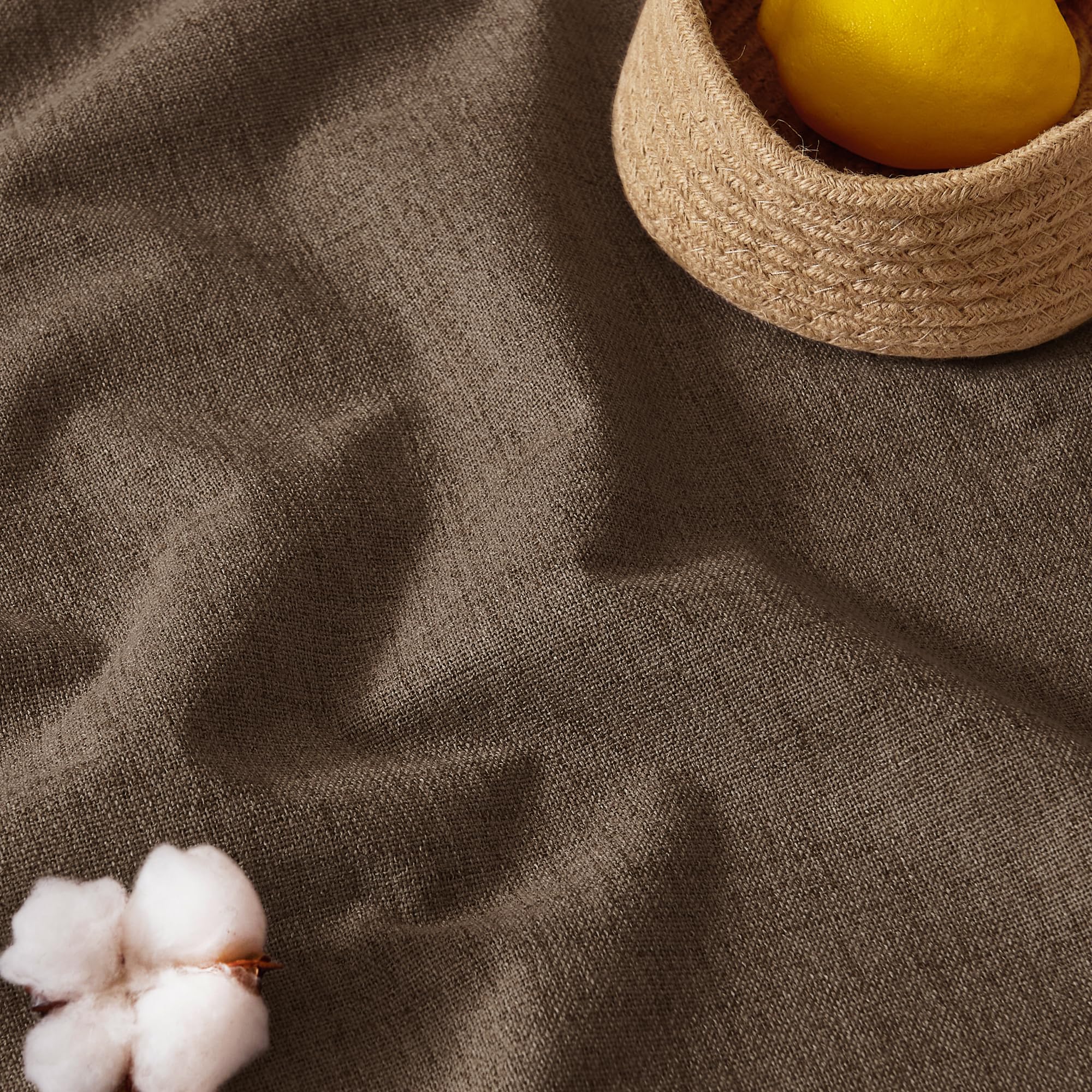 RYB HOME Brown 100% Blackout Linen Curtains 72 Inch Long for Bedroom