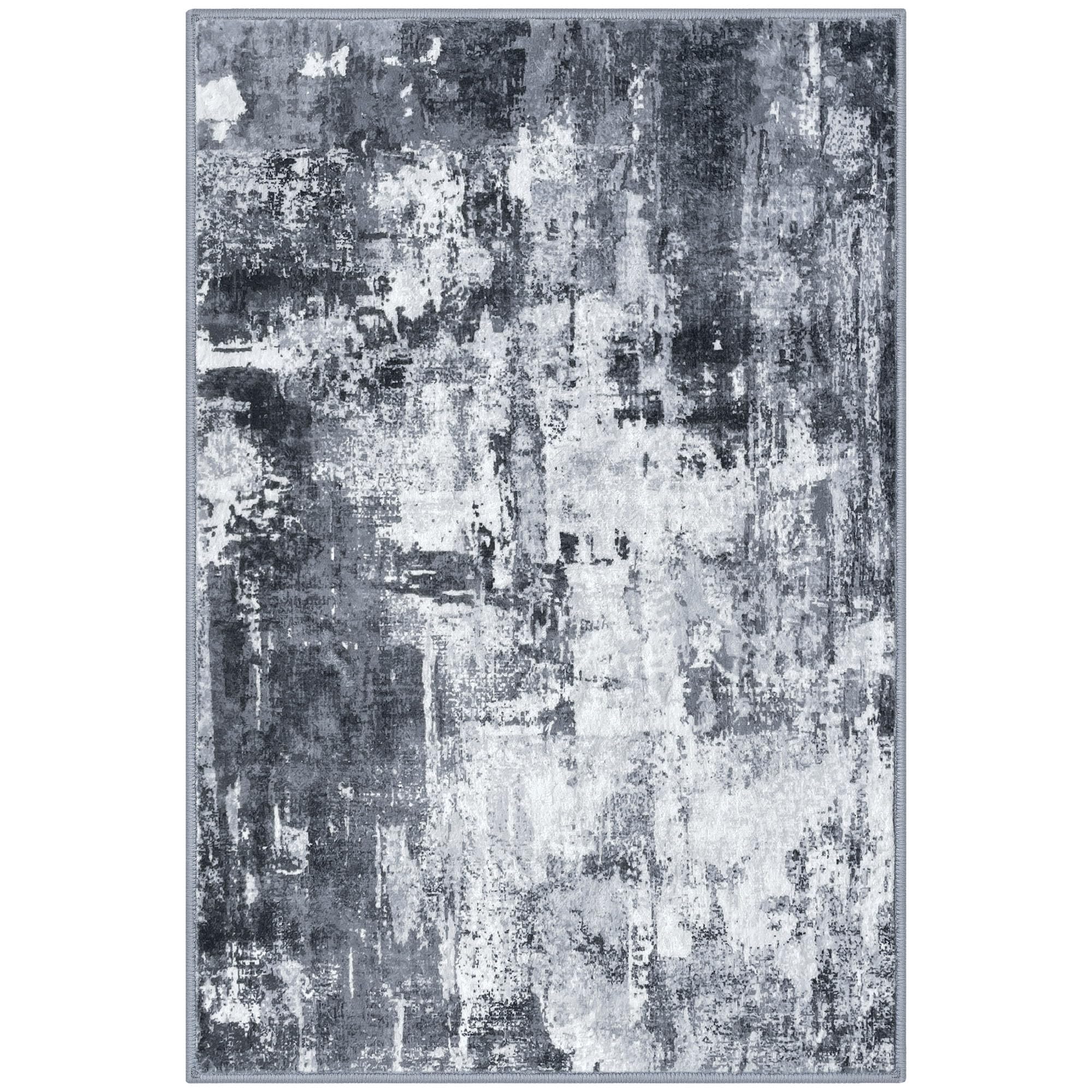 KOZYFLY Abstract Entryway Rug 2x3 Washable Door Mat Indoor Multi-Grey