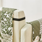 Great Bay Home Reversible Patchwork Chair Cover - Washable Slipcover Furniture Protector with Elastic Straps - Perfect for Kids & Pets - Box-Stitched Detail (Olive/Brown)